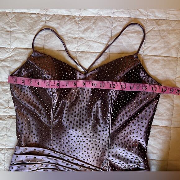 Camille La Vie Purple Mauve Studded Trumpet Formal Dress w/ High Leg Slit - 8 - Picture 8 of 16